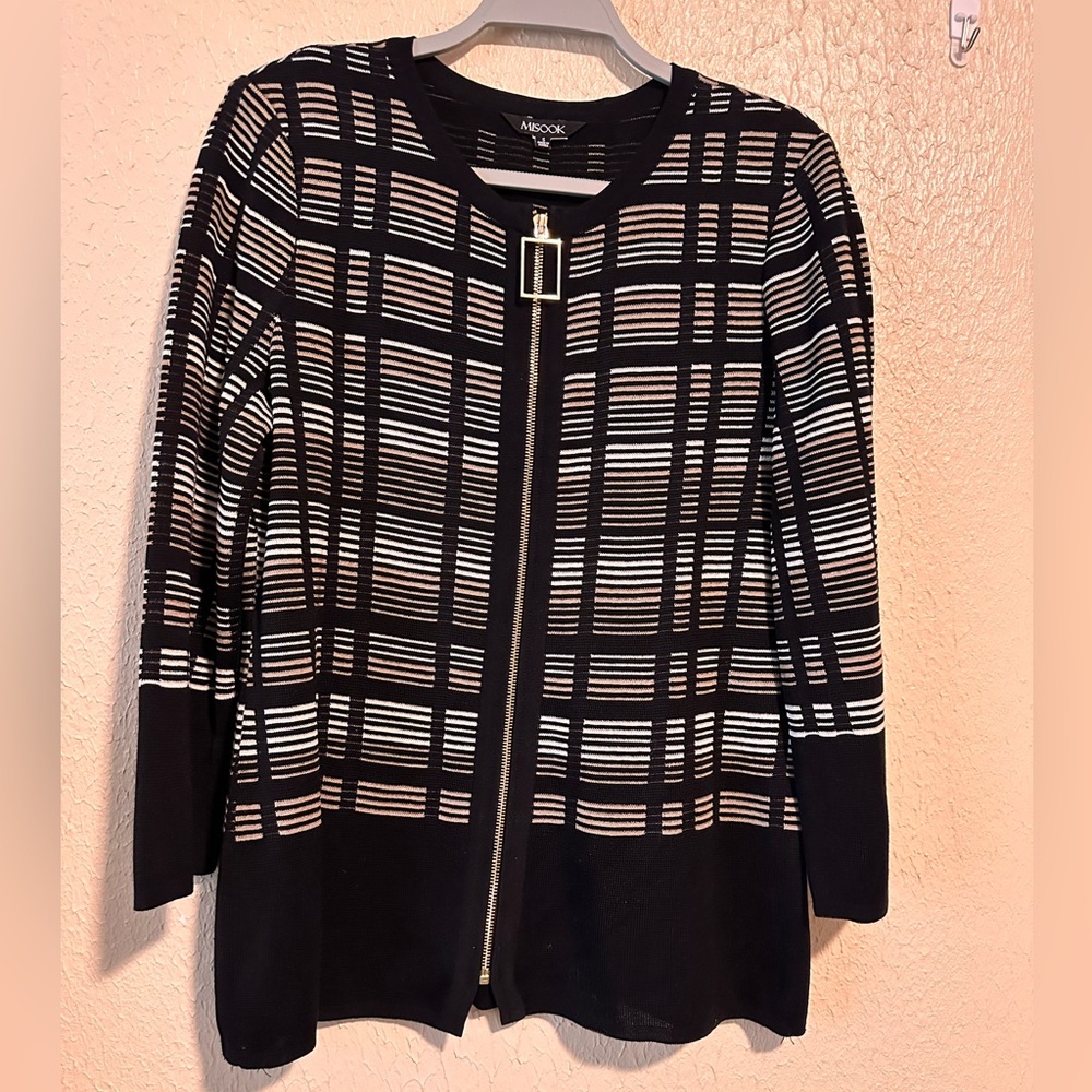 Misook Zip Up Knit Sweater Cardigan Size‎ Small